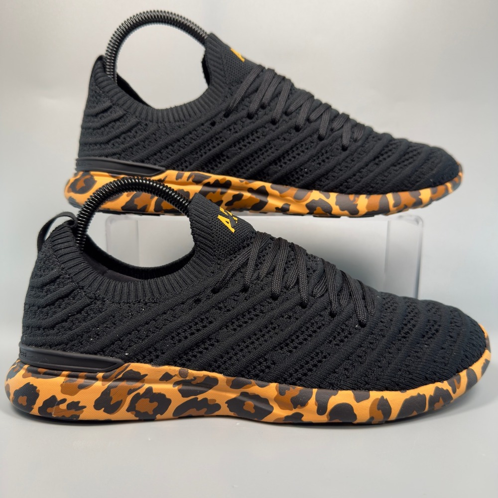 APL Techloom Wave Womens 8.5 8 1/2 Running Shoes Black Leopard Slip On Sneaker